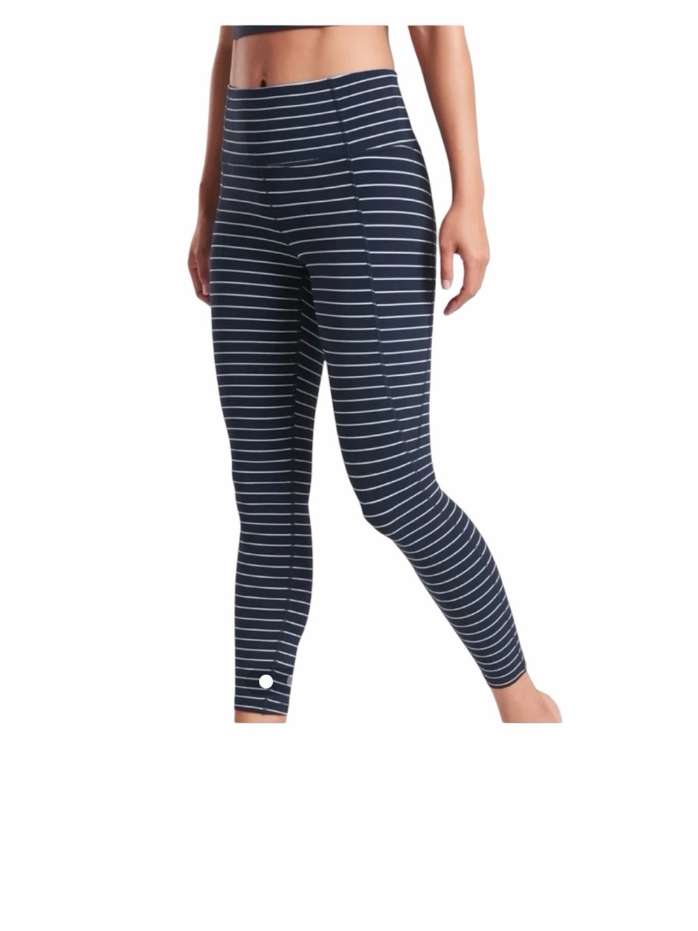 Athleta navy/ white stripe high waist leggings